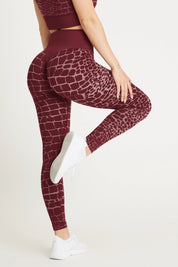 Leggings sportivi con tecnologia FIR push up con arricciatura All - Up Cocco Merlot - FGM04 - LEGGINGS ANTICELLULITE - fgm04