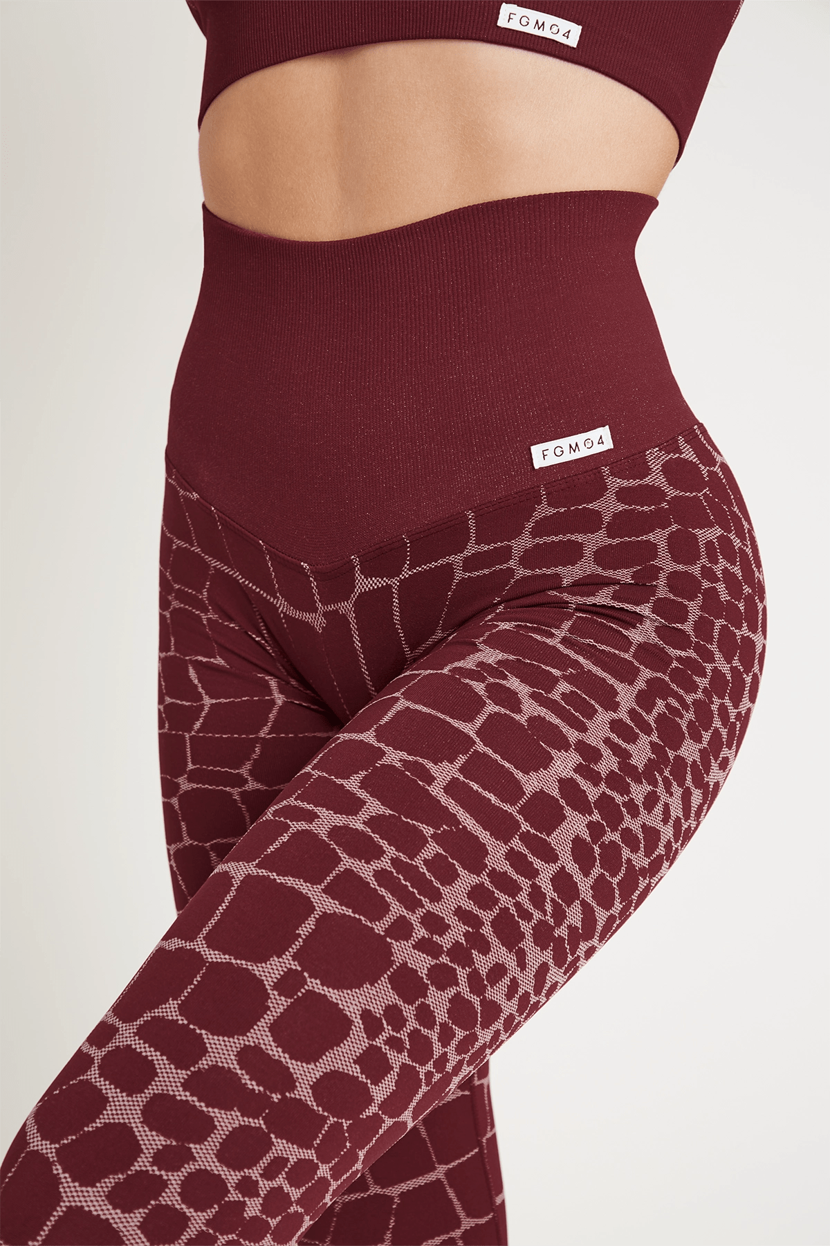 Leggings sportivi con tecnologia FIR push up con arricciatura All - Up Cocco Merlot - FGM04 - LEGGINGS ANTICELLULITE - fgm04