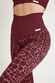 Leggings sportivi con tecnologia FIR push up con arricciatura All - Up Cocco Merlot - FGM04 - LEGGINGS ANTICELLULITE - fgm04