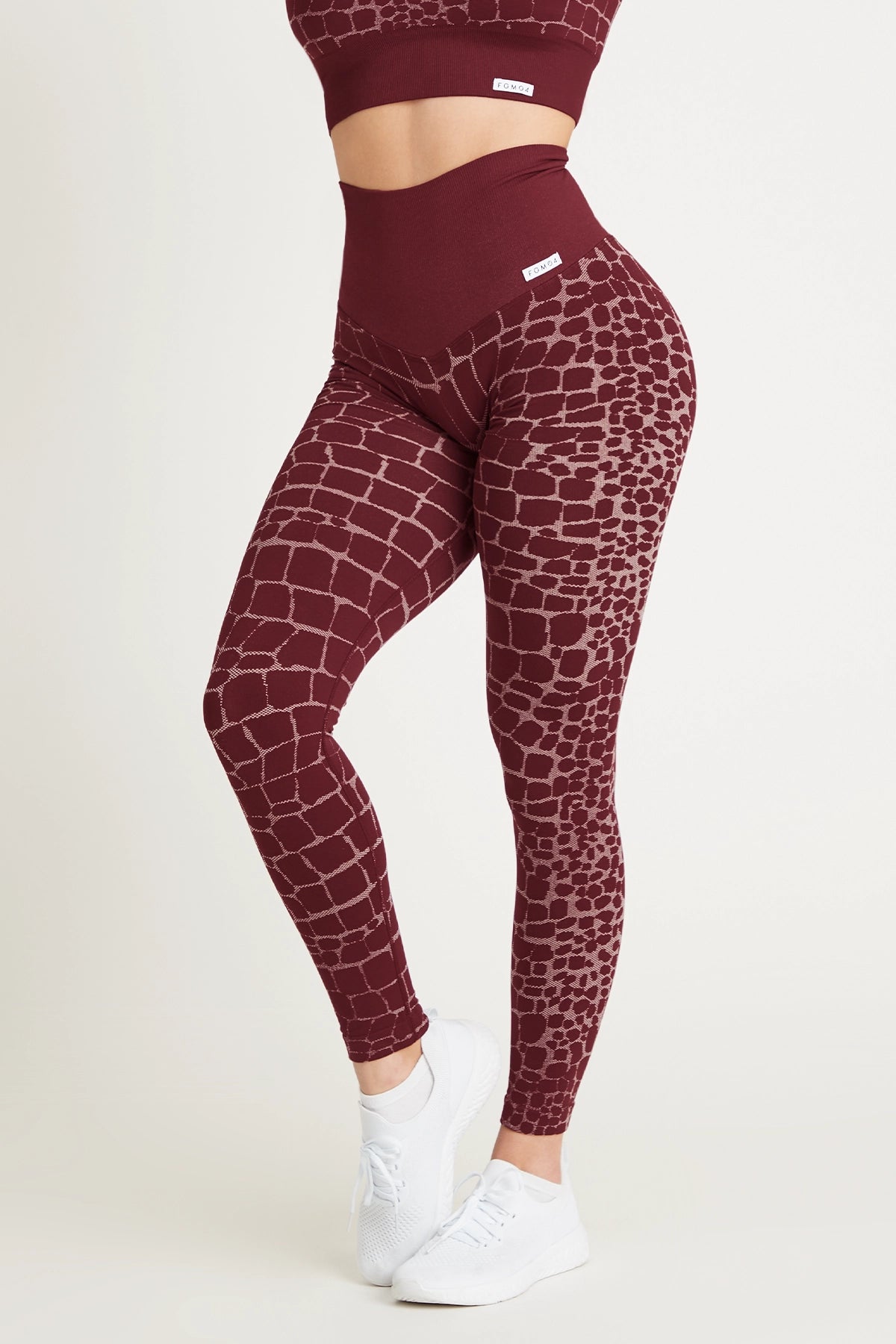 Leggings sportivi con tecnologia FIR push up con arricciatura All - Up Cocco Merlot - FGM04 - LEGGINGS ANTICELLULITE - fgm04