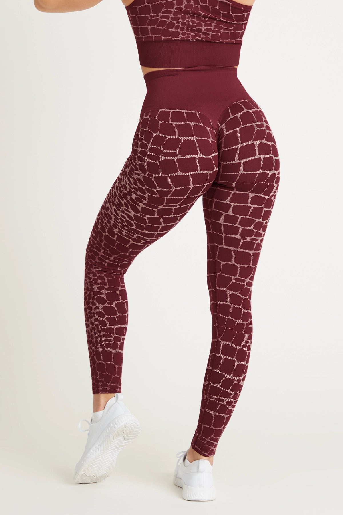 Leggings sportivi con tecnologia FIR push up con arricciatura All - Up Cocco Merlot - FGM04 - LEGGINGS ANTICELLULITE - fgm04