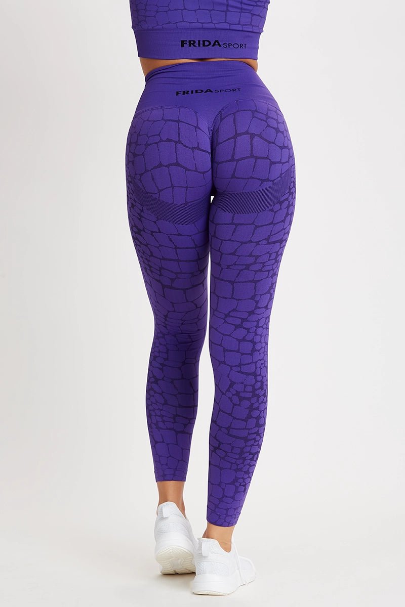 Leggings sportivi con tecnologia FIR push up con arricciatura animalier All - up Cocco Viola - FGM04 - LEGGINGS ANTICELLULITE - fgm04