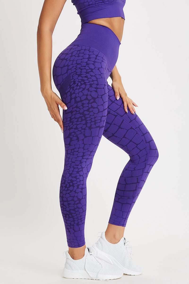 Leggings sportivi con tecnologia FIR push up con arricciatura animalier All - up Cocco Viola - FGM04 - LEGGINGS ANTICELLULITE - fgm04