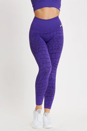 Leggings sportivi con tecnologia FIR push up con arricciatura animalier All - up Cocco Viola - FGM04 - LEGGINGS ANTICELLULITE - fgm04