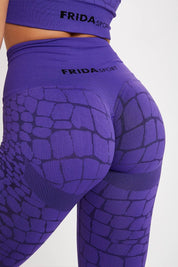 Leggings sportivi con tecnologia FIR push up con arricciatura animalier All - up Cocco Viola - FGM04 - LEGGINGS ANTICELLULITE - fgm04