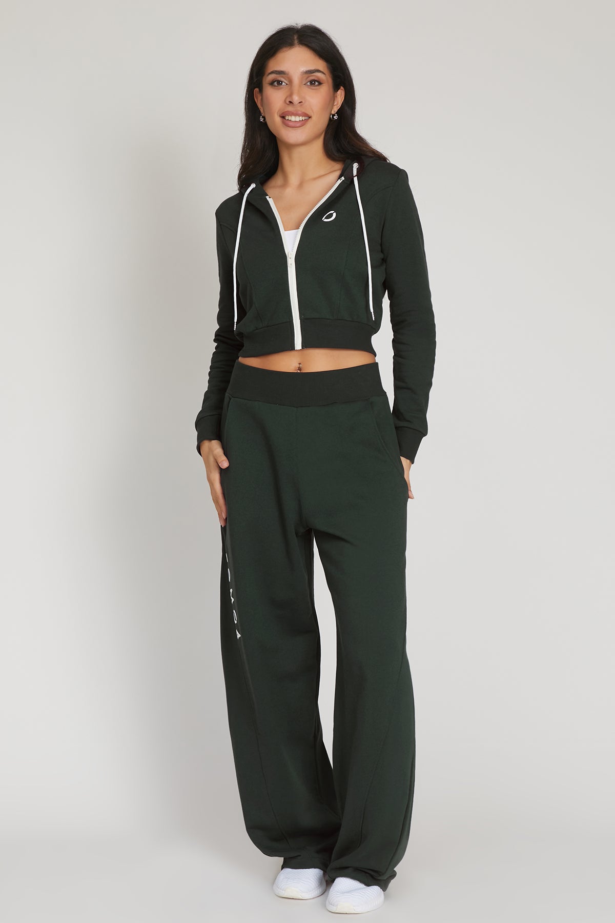 Pantaloni della tuta sportivi donna in cotone oversize Pantalone Baggy Ikonic FW 24/25 Verde Pino - FGM04 - Linea Ikonic - fgm04