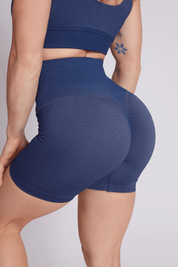 Shorts sportivi con tecnologia FIR push up con arricciatura Funky Vintage Denim Blu - FGM04 - LEGGINGS ANTICELLULITE - fgm04
