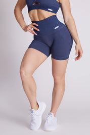 Shorts sportivi con tecnologia FIR push up con arricciatura Funky Vintage Denim Blu - FGM04 - LEGGINGS ANTICELLULITE - fgm04