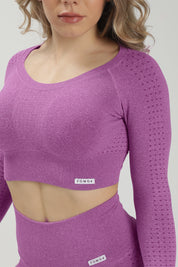 Maglia sportiva cropped seamless mélange con maniche lunghe Bolero Eldorado Violet Ecofir - FGM04 - Maglie e Top - fgm04