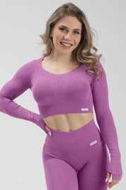 Maglia sportiva cropped seamless mélange con maniche lunghe Bolero Eldorado Violet Ecofir - FGM04 - Maglie e Top - fgm04