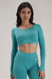 Maglia sportiva cropped seamless mélange con maniche lunghe Bolero Eldorado Pavone Ecofir - FGM04 - Maglie e Top - fgm04