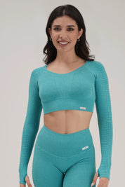 Maglia sportiva cropped seamless mélange con maniche lunghe Bolero Eldorado Pavone Ecofir - FGM04 - Maglie e Top - fgm04