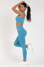 Leggings sportivi con tecnologia FIR push up con arricciatura mélange Eldorado 2.0 Malibu Blue - FGM04 - LEGGINGS ANTICELLULITE - fgm04