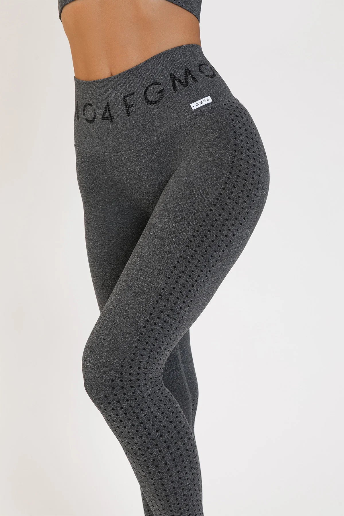 Leggings sportivi con tecnologia FIR push up con arricciatura mélange Eldorado 2.0 Nero - FGM04 - LEGGINGS ANTICELLULITE - fgm04