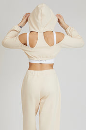 tuta sportiva in cotone oversize cropped Felpa Crop Spalle Scoperte Jasmine Donna Burro - FGM04 - Linea Ikonic - fgm04