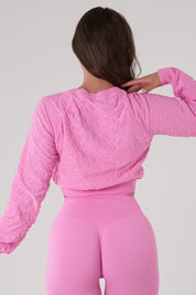 Felpa sportiva cropped seamless con maniche lunghe e logo a rilievo Candy Bubble Pop Fiji Flower - fgm04 - Maglie e Top - fgm04