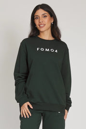 tuta sportiva in cotone oversize Felpa Over Ikonic FW 24/25 Verde Pino - FGM04 - Linea Ikonic - fgm04