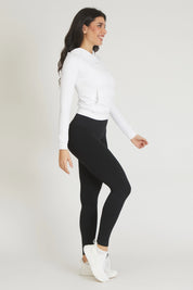 Felpa sportiva tecnica donna Manica Lunga con tasca frontale Slim Con Cappuccio Bianco - FGM04 - Maglie e Top - fgm04