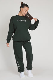 tuta sportiva in cotone oversize Felpa Over Ikonic FW 24/25 Verde Pino - FGM04 - Linea Ikonic - fgm04