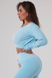 Felpa sportiva cropped seamless con maniche lunghe e logo a rilievo Candy Bubble Pop Tropical Breeze - fgm04 - Maglie e Top - fgm04