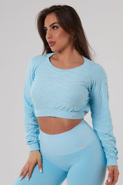 Felpa sportiva cropped seamless con maniche lunghe e logo a rilievo Candy Bubble Pop Tropical Breeze - fgm04 - Maglie e Top - fgm04