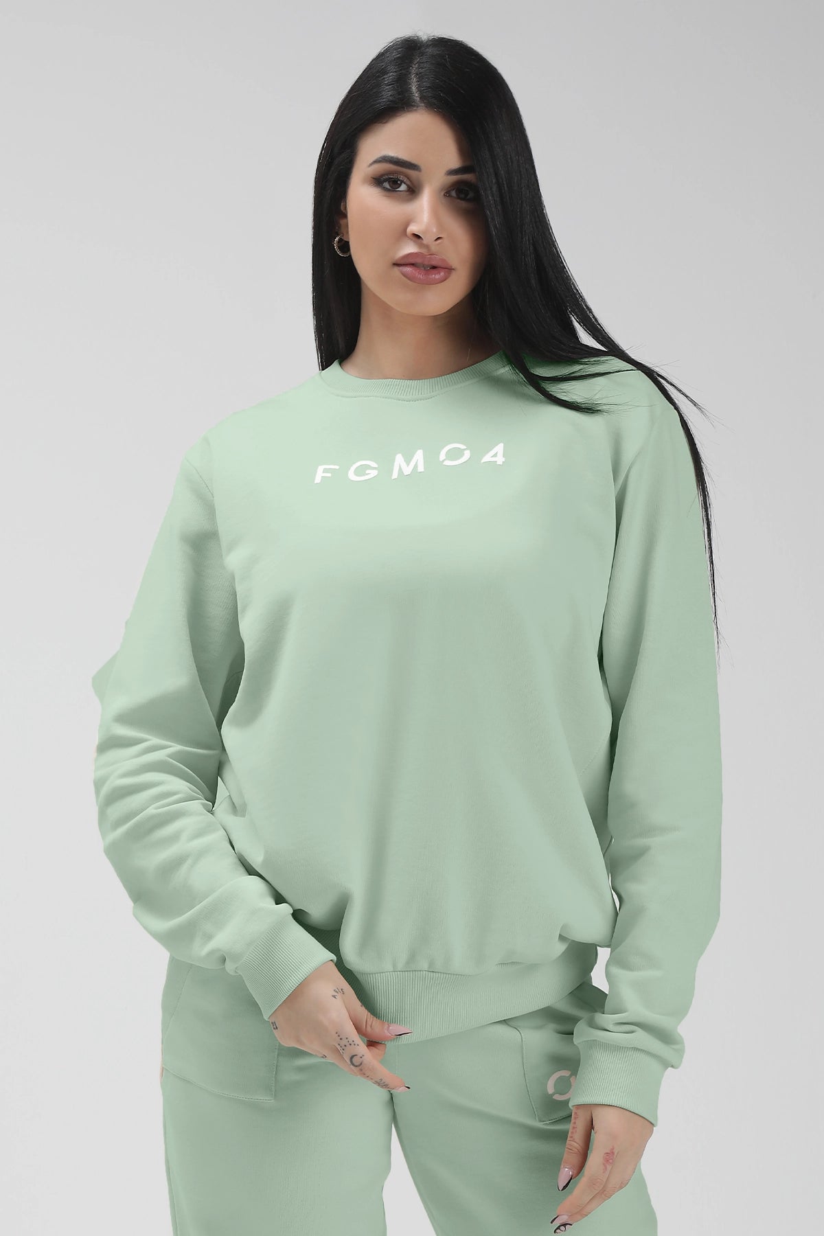 tuta sportiva in cotone oversize Felpa Over Ikonic SS24 Menta - FGM04 - OFFERTE SPECIALI - fgm04