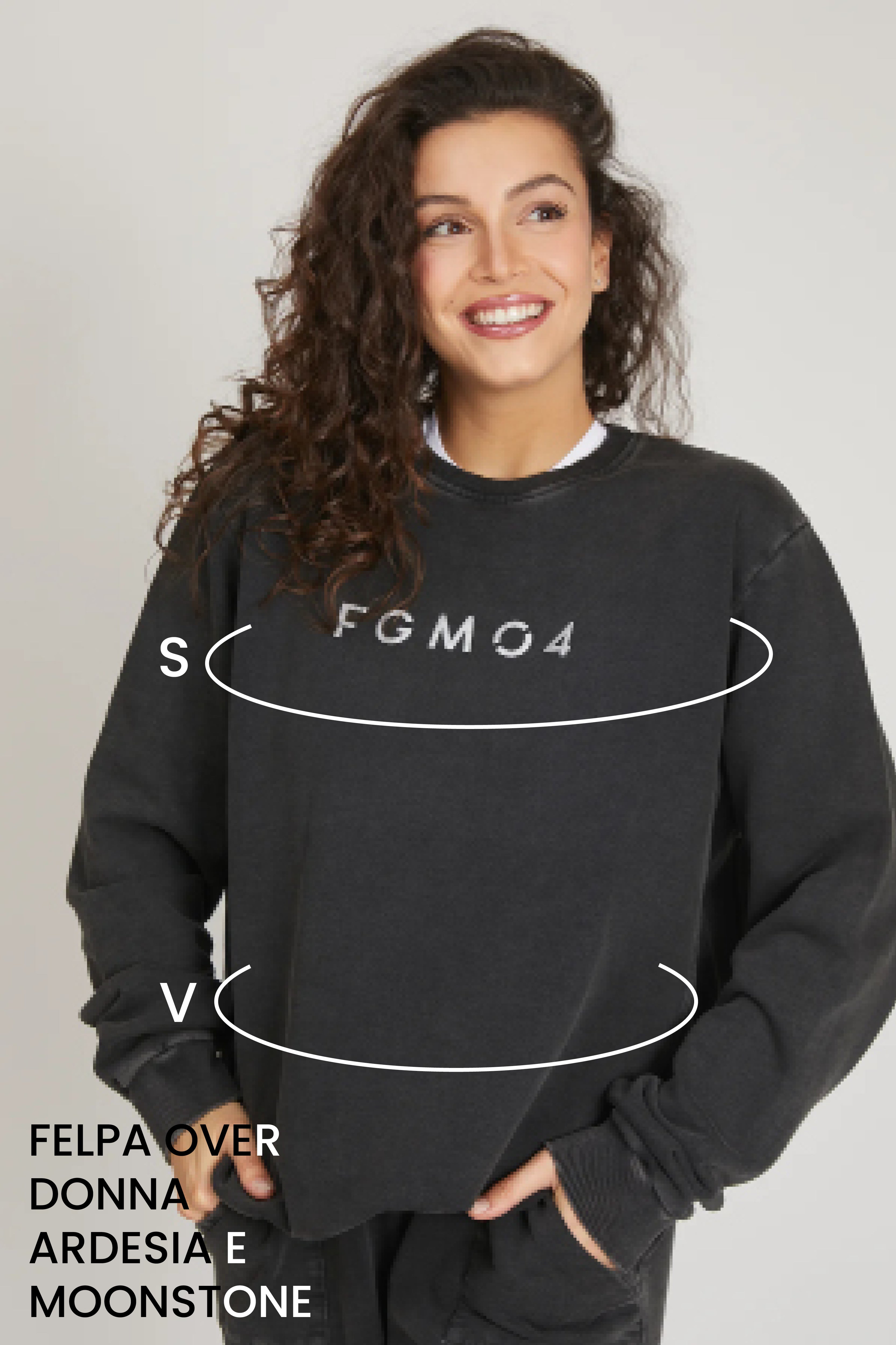 Guida alle taglie: felpa over donna moonstone e ardesia