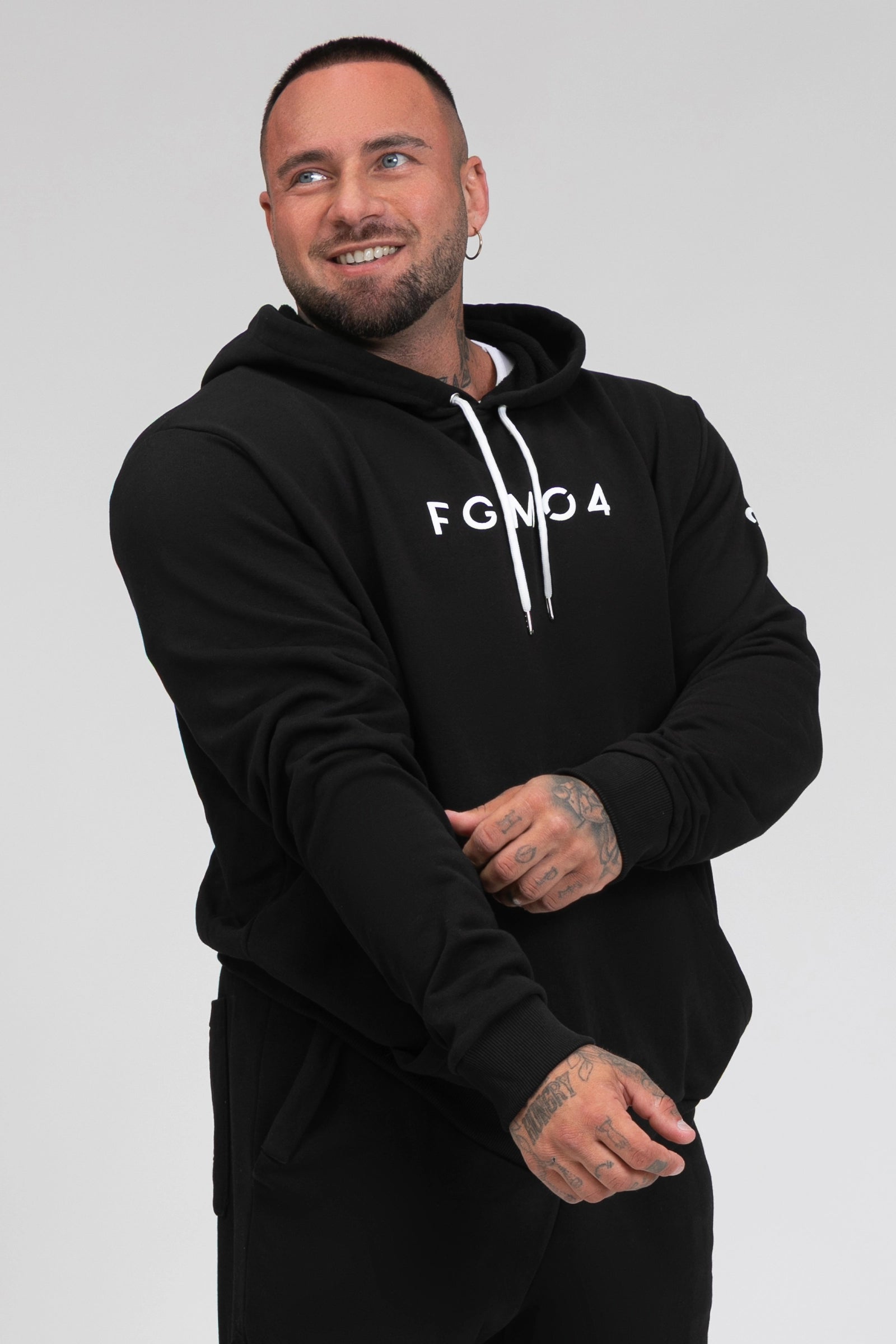 tuta sportiva in cotone oversize Felpa Over Con Cappuccio FW 24/25 Nero Uomo - FGM04 - Linea Ikonic Uomo - fgm04