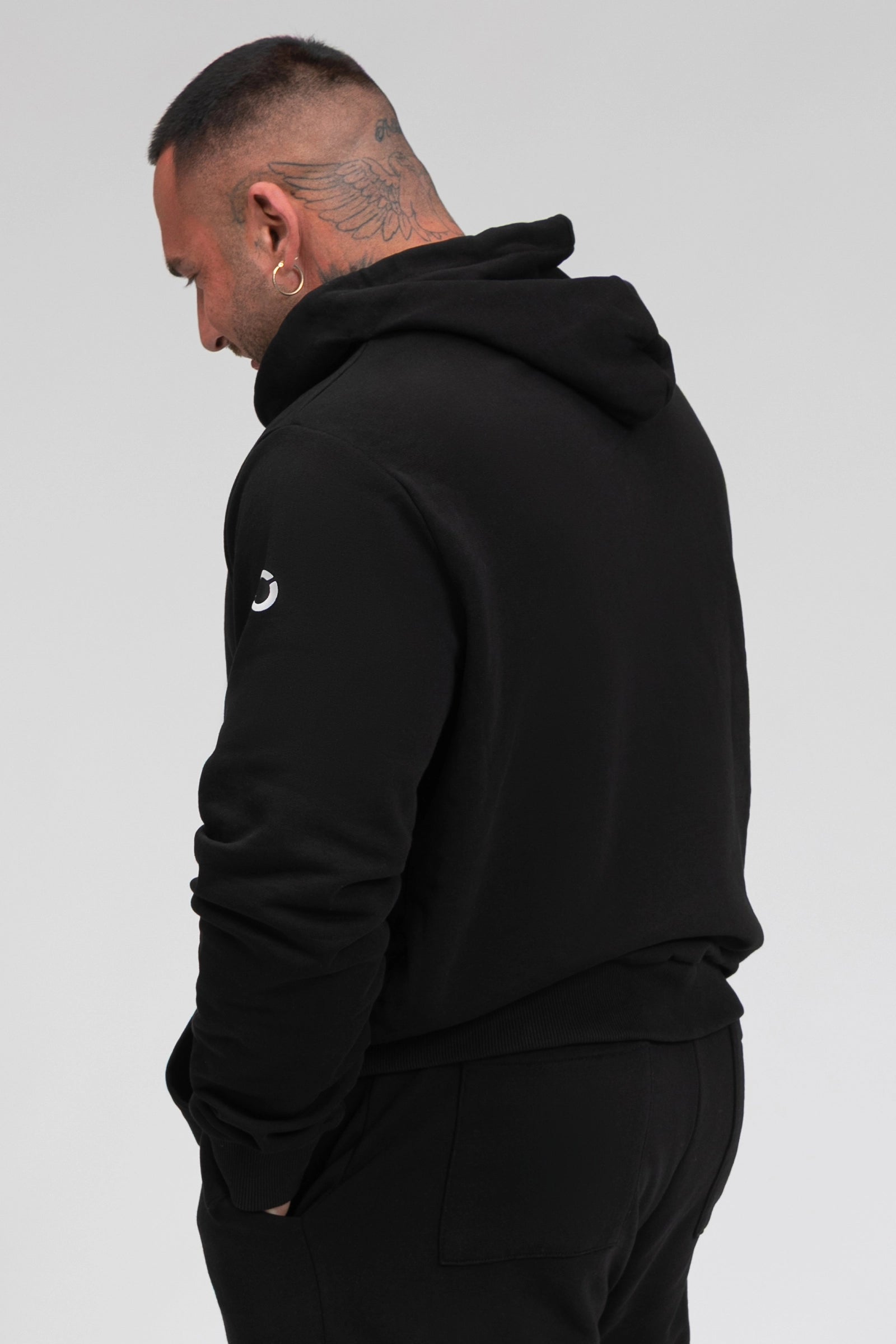 tuta sportiva in cotone oversize Felpa Over Con Cappuccio FW 24/25 Nero Uomo - FGM04 - Linea Ikonic Uomo - fgm04