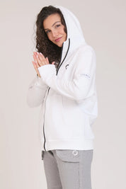 tuta sportiva in cotone full con tasche frontali Felpa Ikonic FGM04 Zip con Cappuccio Colore Bianco Donna - FGM04 - Linea Ikonic - fgm04