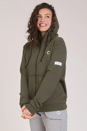 tuta sportiva in cotone full con tasche frontali Felpa Ikonic FGM04 Zip con Cappuccio Colore Verde Militare Donna - FGM04 - Linea Ikonic - fgm04