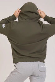 tuta sportiva in cotone full con tasche frontali Felpa Ikonic FGM04 Zip con Cappuccio Colore Verde Militare Donna - FGM04 - Linea Ikonic - fgm04