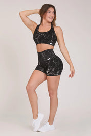 Leggings sportivi con tecnologia FIR push up con arricciatura Marmo Nero - FGM04 - LEGGINGS ANTICELLULITE - fgm04