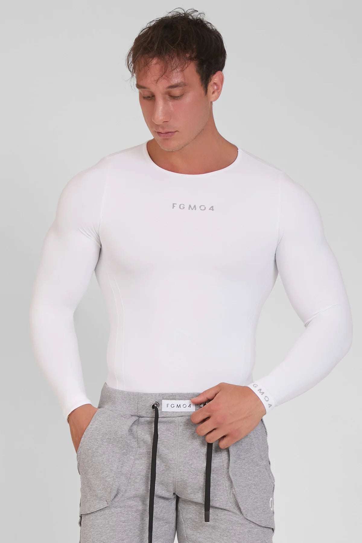 Maglia sportiva tecnica uomo Manica lunga con tecnologia FIR FGM04 Sport Unisex Bianco - FGM04 - Linea Ikonic Uomo - fgm04