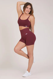 Shorts sportivi con tecnologia FIR push up con arricciatura All Up Merlot - FGM04 - LEGGINGS ANTICELLULITE - fgm04