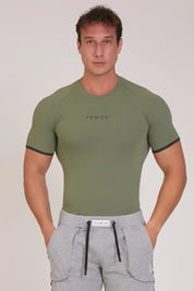 Maglia sportiva tecnica Manica corta traspirante antiodore T-Shirt Dry Verde Oliva - FGM04 - Linea Ikonic Uomo - fgm04