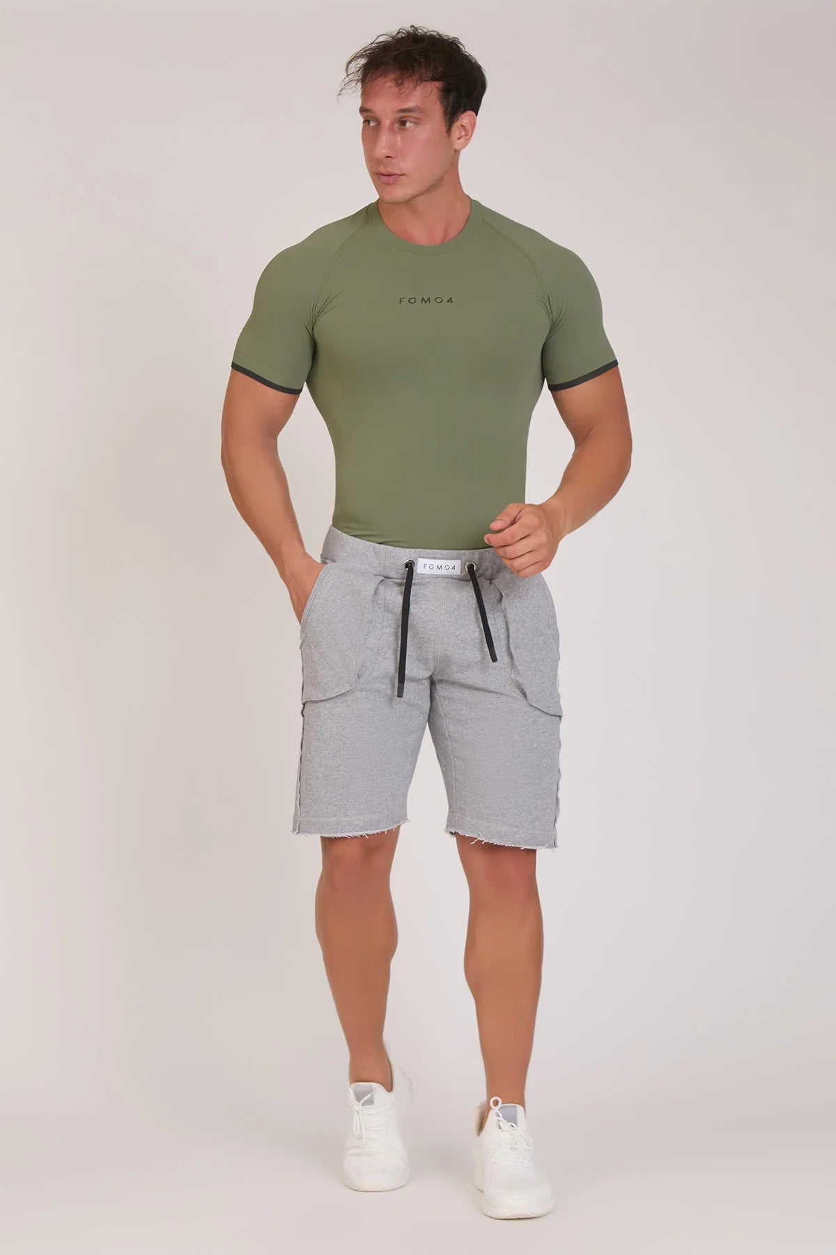 Maglia sportiva tecnica Manica corta traspirante antiodore T-Shirt Dry Verde Oliva - FGM04 - Linea Ikonic Uomo - fgm04