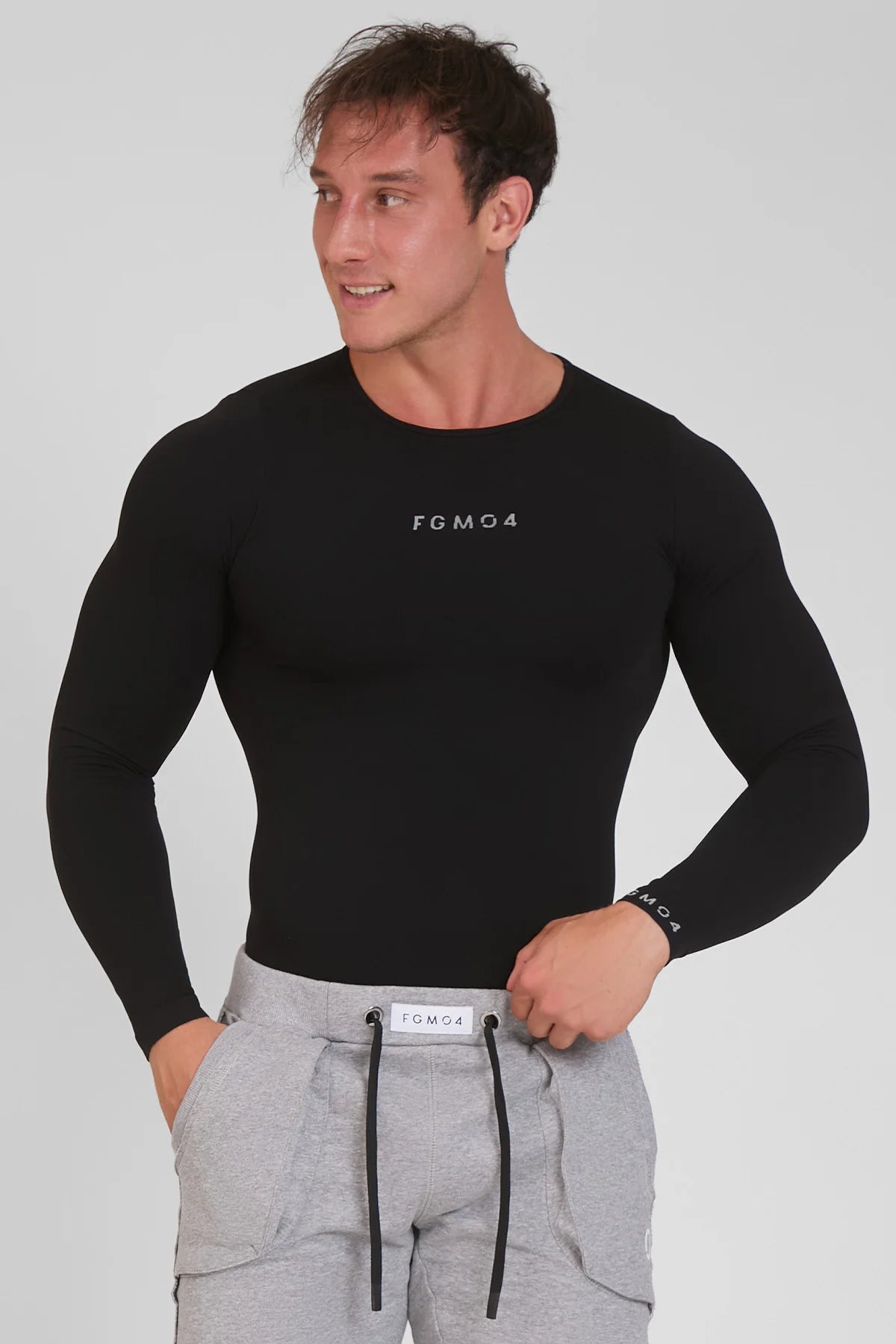 Maglia sportiva tecnica uomo Manica lunga con tecnologia FIR FGM04 Sport Unisex Nero - FGM04 - Linea Ikonic Uomo - fgm04