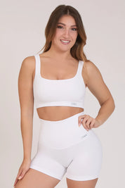 Top sportivo con spalline larghe a costine CALIPSO Bianco Costine - FGM04 - Maglie e Top - fgm04