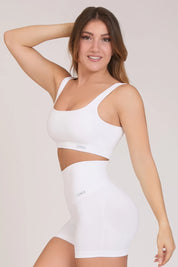 Top sportivo con spalline larghe a costine CALIPSO Bianco Costine - FGM04 - Maglie e Top - fgm04