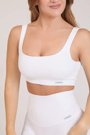 Top sportivo con spalline larghe a costine CALIPSO Bianco Costine - FGM04 - Maglie e Top - fgm04