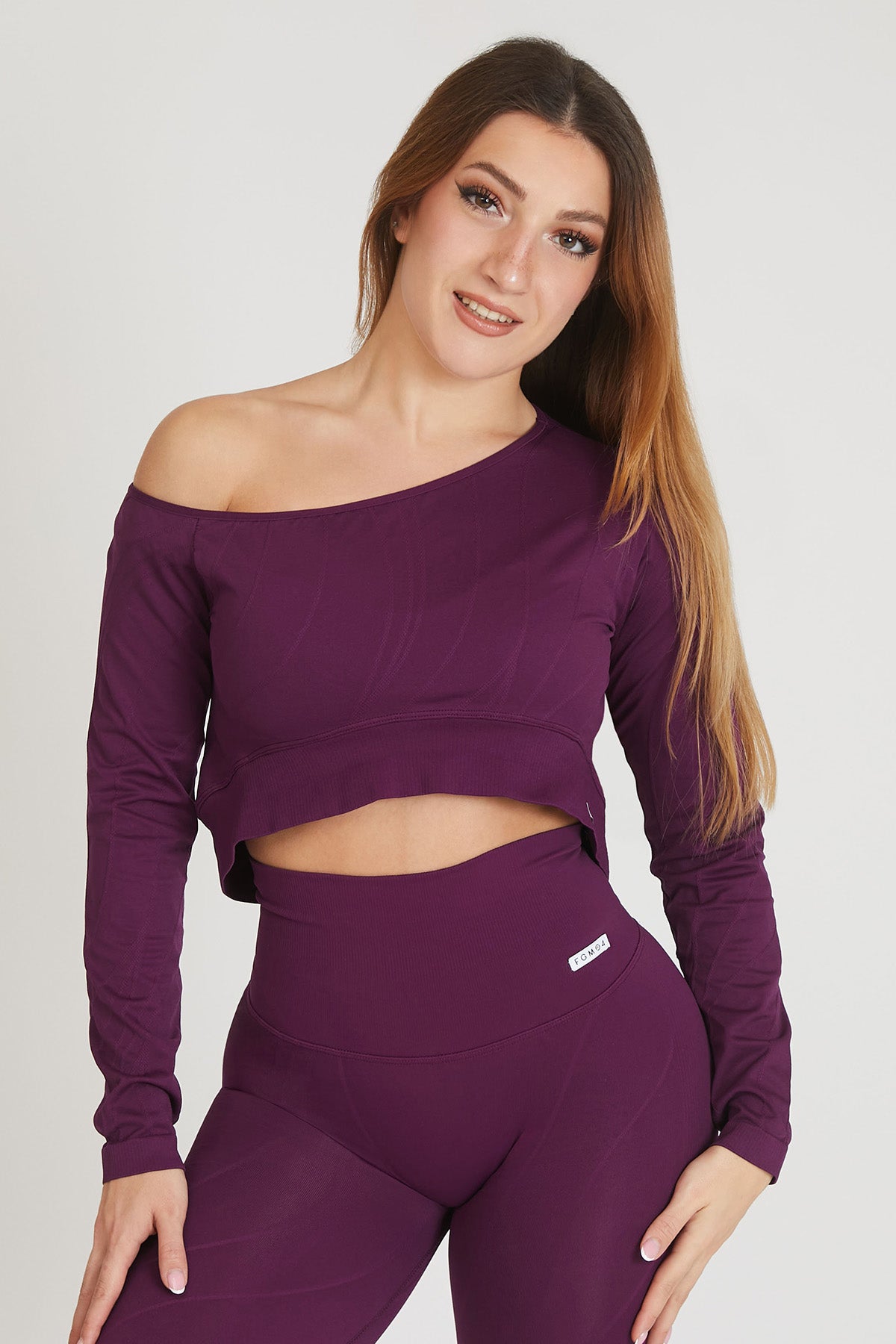 Maglia sportiva cropped seamless con maniche lunghe Bolero Galaxy Fit Dark Purple - FGM04 - Maglie e Top - fgm04