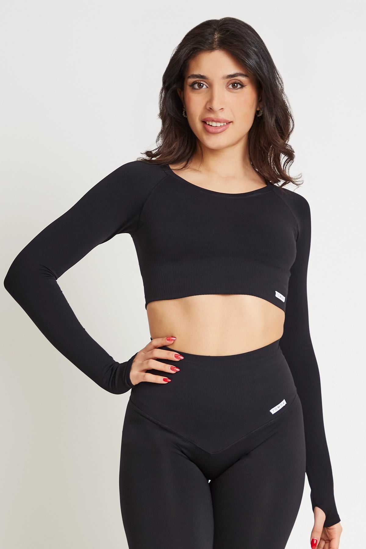 Maglia sportiva cropped seamless con maniche lunghe Bolero Gym Fashion Nero - FGM04 - Maglie e Top - fgm04
