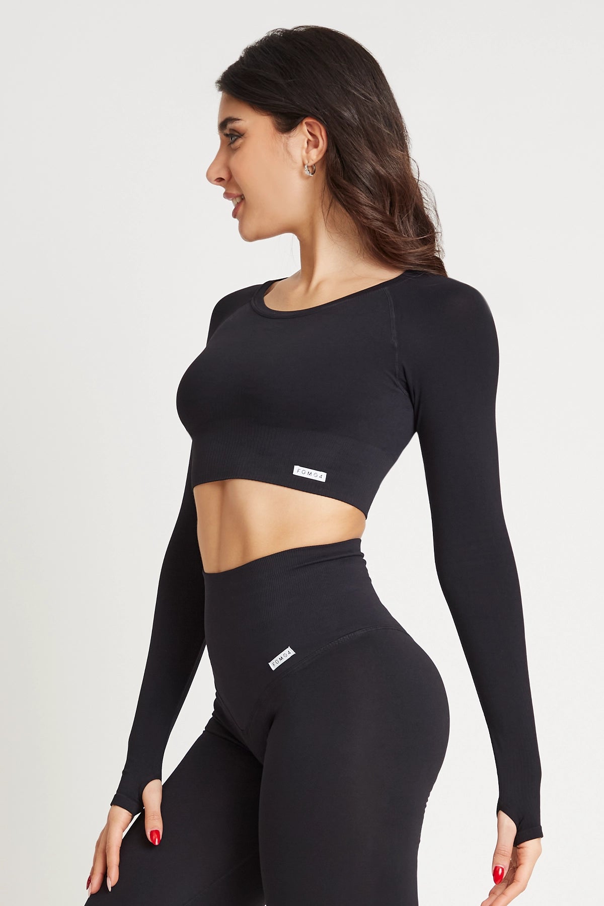 Maglia sportiva cropped seamless con maniche lunghe Bolero Gym Fashion Nero - FGM04 - Maglie e Top - fgm04