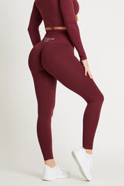 Leggings sportivi con tecnologia FIR push up con arricciatura Gym Fashion Merlot - FGM04 - LEGGINGS ANTICELLULITE - fgm04