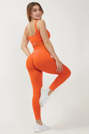 Leggings sportivi con tecnologia FIR push up con arricciatura Gym Fashion Arancione - FGM04 - OFFERTE SPECIALI - fgm04