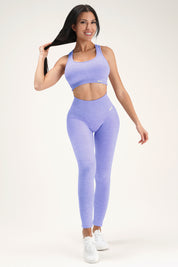 Leggings sportivi con tecnologia FIR push up con arricciatura mélange Pulsar Lilla - FGM04 - LEGGINGS ANTICELLULITE - fgm04