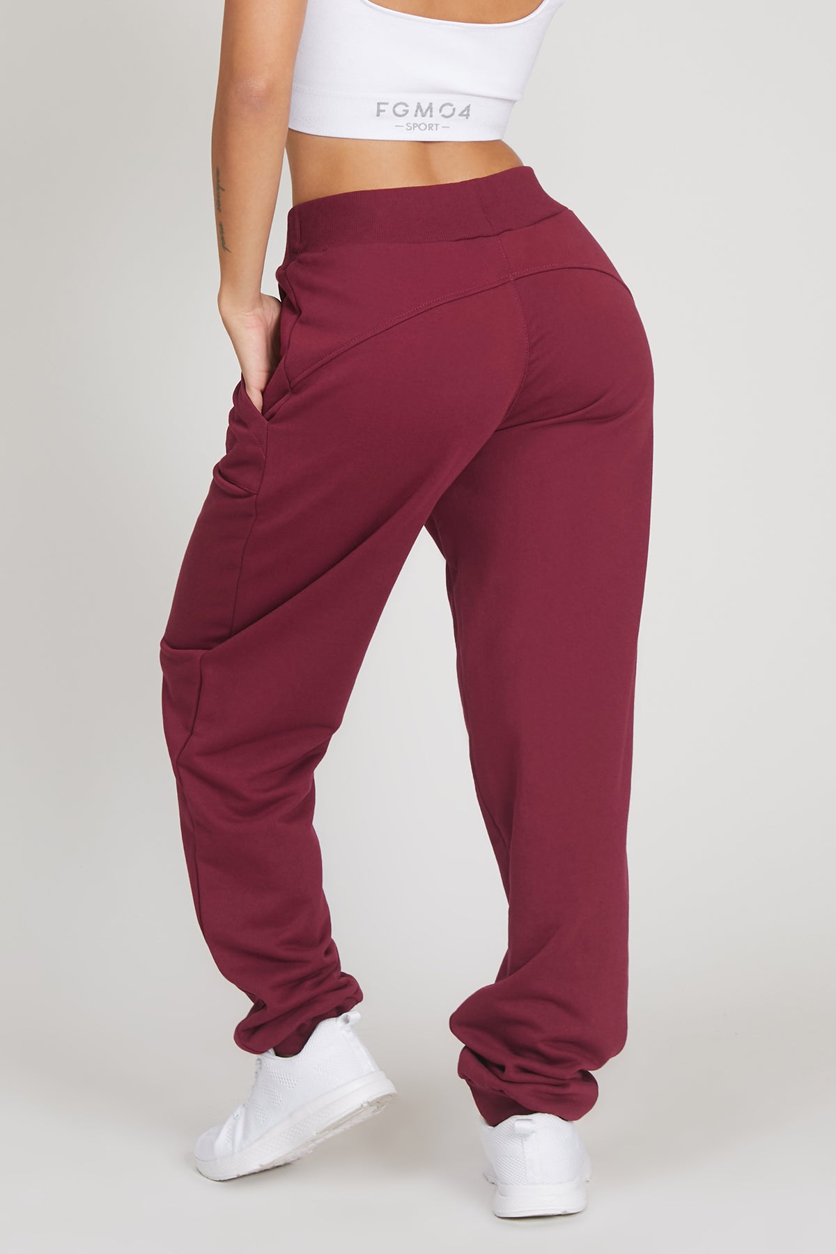 Pantaloni della tuta sportivi in cotone Jogger Slim Ikonic FW 24/25 Borgogna - FGM04 - Linea Ikonic - fgm04