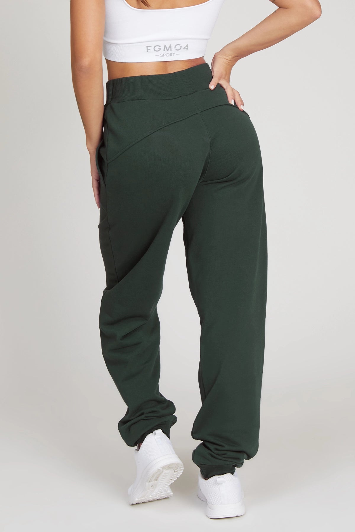 Pantaloni della tuta sportivi in cotone Jogger Slim Ikonic FW 24/25 Verde Pino - FGM04 - Linea Ikonic - fgm04