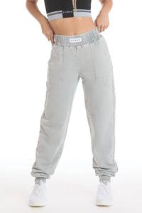 Pantalon Slim Jogger Femme Gris Pierre de Lune